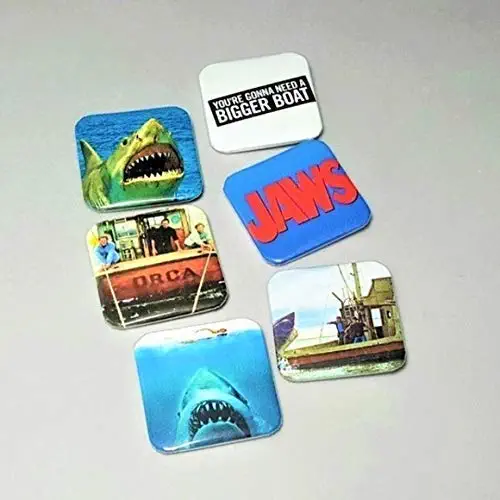 Jaws 1978 Film Gifts Poster Artwork Kitchen Set Of 6 Square Fridge Magnets Shark Decor Horror Movies Bestfriend Birthday