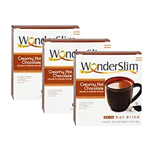 WonderSlim Low-Carb High Protein Powder Diet/Weight Loss Instant Hot Drink Mix - Hot Chocolate (3 Box Value Pack - Save 10%) - Low Carb, Low Calorie, Low Fat, Cholesterol Free