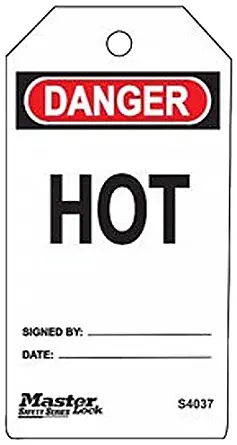 Master Lock "Danger - Hot" Tag, Plastic, 5-3/4" Height, 3" Width (Pack of 6)