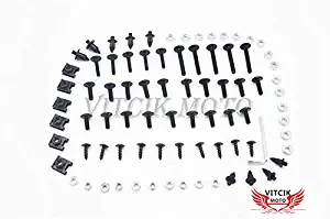 VITCIK Full Fairings Bolt Screw Kits for Kawasaki EX300R Ninja 300 ZX300R 2013 2014 13 14 Motorcycle Fastener CNC Aluminium Clips (Black & Silver)