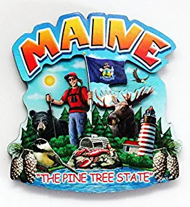 Maine State Montage Wood Fridge Magnet 2