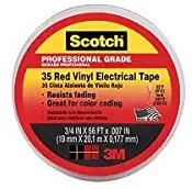 Scotch 10810-DL-2W Vinyl Electrical Tape, Professional-Grade, Red.75-In. x 66-Ft. - Quantity 10