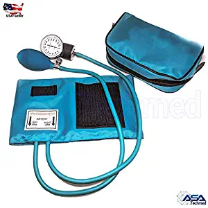 Manual Blood Pressure Monitor BP Cuff Gauge Aneroid Sphygmomanometer Machine Kit Ideal Gift for Medical Students, Doctors, Nurses, EMT, Paramedics and Firefighter … (Teal)