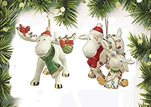Lenox Moose Family Christmas Under the Mistletoe Marcel the Moose and Merry Marcie & Baby Ornament Set of 2 Ornaments New in box