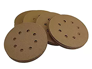 5 Inch Sanding Discs 8 Hole Grit 80/100/120/150/220 10pcs each Assorted Special Anti Clog Coating Tigershark Paper Gold Line Hook and Loop Dustless Random Orbital Sander Paper