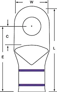 3M Scotchlok Purple Copper Terminal Lug - 2.29 in Length - 0.56 in Inside Diameter - One Hole - 1/2 in Stud - MC4/0-12RX [PRICE is per CASE]
