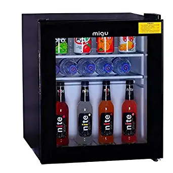 Mini Compact Refrigerator,mini freezer,minibar,mini fridge 1.7 Cubic Feet, Black, tempered glass door