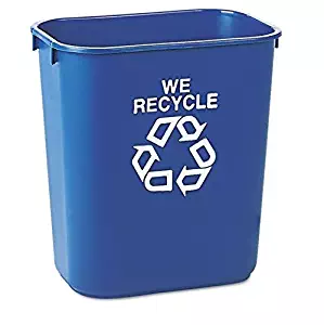 Rubbermaid Commercial Small Deskside Recycling Container, Rectangular, Plastic, 13 5/8 qt, Blue - one recycling container. by Rubbermaid Commercial