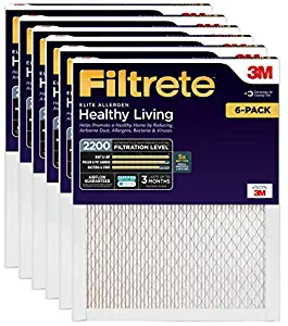 Filtrete MPR 2200 12x24x1 AC Furnace Air Filter, Healthy Living Elite Allergen, 6-Pack