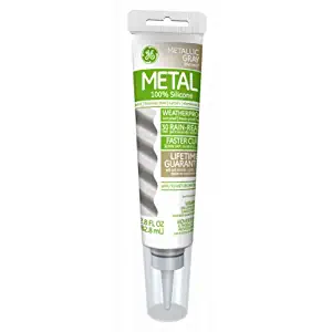 General Electric GE285Aluminum and MetalSilicone II Caulk, 2.8-Ounce,Metallic Grey