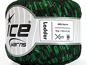 Emerald Green on Black Ladder Yarn 50 Gram