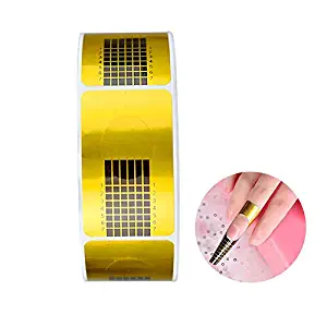 G2PLUS Nail Form Guide Stickers for Acrylic Nail Art Tips/Gel Nail Polish Extensions (1 Roll / 500 PCS - Gold)