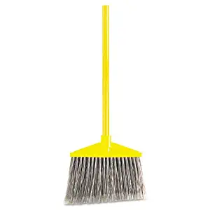 Rubbermaid Commercial Brute Angled Large Broom, Poly Bristles, 46-7/8" Metal Handle, Yellow/Gray - Includes one each.