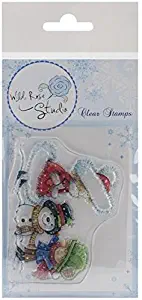Wild Rose Studio Stamp Sheet, 3.5 by 3-Inch, Building a Snowman, Clear