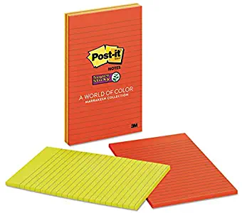 Post-it 5845SSAN Pads in Marrakesh Colors, Lined, 5 x 8, 45-Sheet, 4/Pack