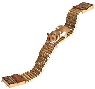 OMEM Wood Fences Ladders, Wooden Toy Hamster Small Pet Supplies Pet Hamster Cage Ladder Bridge Wood (L)
