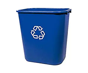 Rubbermaid Deskside We Recycle Container, 7 Gallons, 14 1/4H x 15W x 10 1/4D, Blue