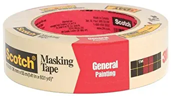 3M Scotch 2050 Greener Crepe Paper Performance Painting Masking Tape, 60 yds Length x 1-1/2" Width, Tan