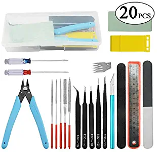 BXQINLENX Professional 20 PCS Gundam Model Tools Kit Modeler Basic Tools Craft Set Hobby Building Tools Kit for Gundam Car Model Building Repairing and Fixing(I)