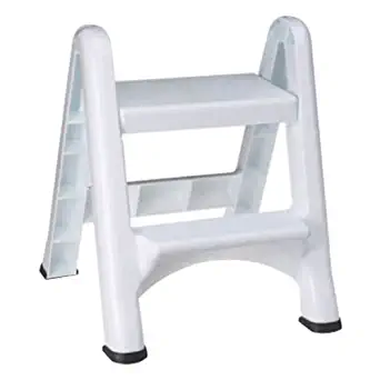 Rubbermaid 4209 EZ Step Folding Stool, 2-Step, White