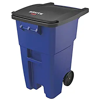 50 gal. Rectangular Blue Trash Can w/Lid