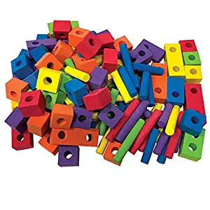 FUN n' SAFE (7684 Foam Peg Blocks for Kids, 150 Brightly Colored Pieces