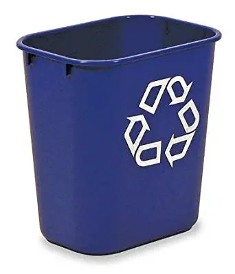 Rubbermaid Desk Recycling Container, Blue, 3-1/4 gal.
