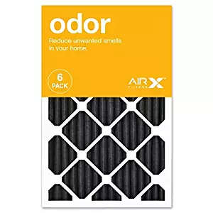 AIRx ODOR 16x25x1 MERV 8 Carbon Pleated Air Filter - Made in the USA - Box of 6