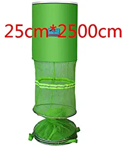 1.5m 1.8m 2.0m 2.5m 3.0m Crab Foldable Fish Crawdad Shrimp Minnow Bait Trap Cast Dip Nylon Orange/Green - Green 25cm x 2500cm