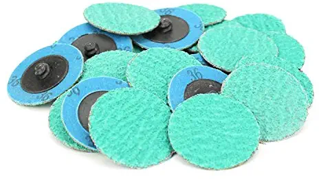 25 Pack - 2" Green Zirconia with Grind Aid Quick Change Sanding Discs Type R Male - Roll On (36 Grit)…