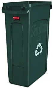 Rubbermaid 354007GN Slim Jim Recycling Container w/Venting Channels, Plastic, 23gal, Green
