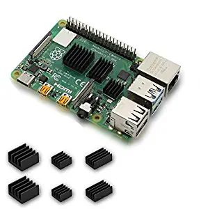 Raspberry Pi 4 Heatsink, iUniker Raspberry Pi Heatsink Aluminum Heatsink with 3M 8810 Thermal Tape for Raspberry Pi 4 Model B - Black (Set of 6)