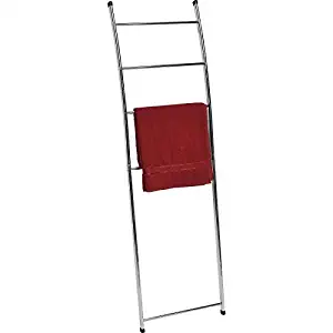 EVIDECO 96131102 Free Standing Bath Towel Ladder Wall Leaning Drying Rack 4 Bars Metal Chrome