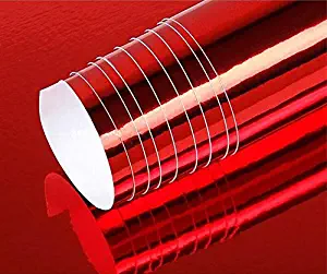 DIYAH Gloss Chrome Mirror Vinyl Car Wrap Sticker with Air Release Bubble Free Anti-Wrinkle 12" X 60" (1 FT X 5FT) (Red)