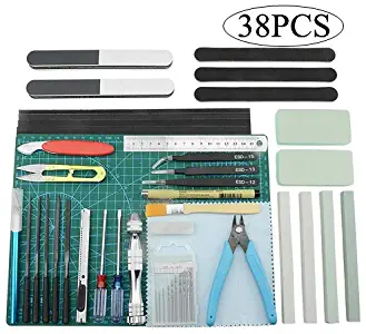 BXQINLENX Professional 38 PCS Gundam Model Tools Kit Modeler Basic Tools Craft Set Hobby Building Tools Kit for Gundam Car Model Building Repairing and Fixing(P)