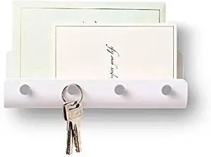 Adhesive Hooks Wall Key Hooks Holder Mail Letter Organizer Clothes Bag Headphone Hanger Rack Shelf for Entryway Kitchen Bathroom Door - 1 Pack White