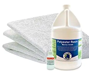 Fiberglass Repair Kit - 1 Gallon Polyester Resin and .75 oz CSM Fiberglass Chopped Strand Mat 50" Wide x10 Yards Long (30 Feet)