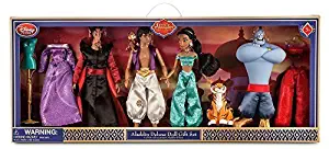 Aladdin Disney Deluxe Doll Gift Set, Action Figures of Aladdin, Jasmine, Genie, Jafar, Abu, Rajah and outfits