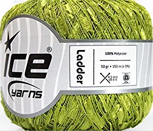 Green Apple Ladder Ribbon Yarn, Solid Light Green, 50 Gram, 164 Yards