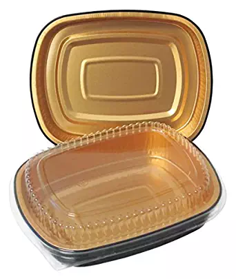 Durable Packaging Black and Gold Pan with Lid, Medium (Pack of 50)