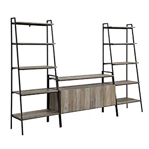 Walker Edison Furniture Company 3-Piece Ladder Shelf Entertainment Wall - Grey Wash