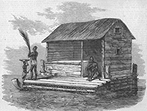 THAILAND. Siamese (Thai) Bamboo Hut - 1857 - old antique vintage print - engraving art picture prints of Thailand Secular buildings - Illustrated London News