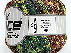 Garden Dew Mini Ladder Glitz Yarn - Greens Browns with Silver Sparkle