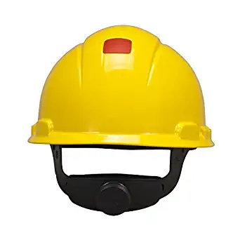 3M Hard Hat with Uvicator H-702R-UV, Yellow, 4-Point Ratchet Suspension