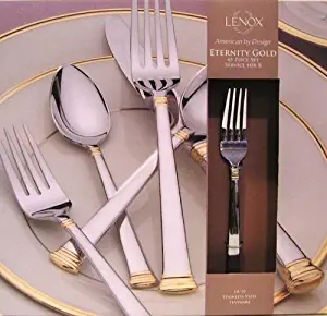 Lenox Eternity Gold 45 Piece Flatware Set New in Box Service for 8 $272