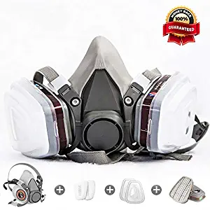 Respirator Mask - Gas Mask with Dual Filter Cartridges for Breathing Eye Protection Against Dust,Organic Vapors, Chemicals-Paint Respirator for DIY projects