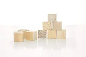 1.5” Unfinished Wooden Blocks Cubes | Bulk Price of 10 Natural Square Wooden Birch Cubes for Painting, Crafting, Decorating, DIY Projects by Hobknobin