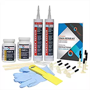 DIY Concrete Foundation Crack Repair Kit - Polyurethane Foam - 1/16" to 1/2" Wide Cracks - Low-Pressure Injection Method (FLEXKIT-100)