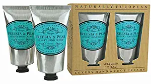 Naturally European - Luxury Hand & Foot Cream Gift Set (Freesia & Pear), Enriched with 20% Shea Butter - 2 x 75 ml / 2.53 fl oz