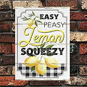 Losea Easy Peasy Lemon Squeezy Vintage Metal Sign, Old Style Garage Bar, Man Cave, Tin Signs Funny, Retro Decorative Signs Decor 16x12 Inches